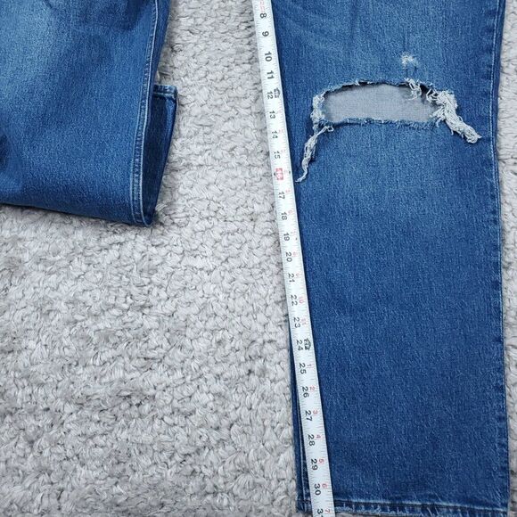 Abercrombie 90s Straight Ultra High Rise Jeans Blue Ripped Distressed Size 24 37 - Picture 9 of 11